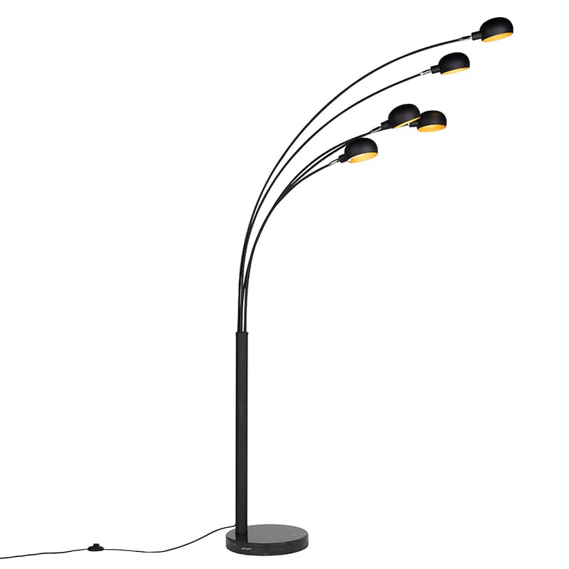Dizajnová stojaca lampa čierna 5-svetlo - Sixties Marmo