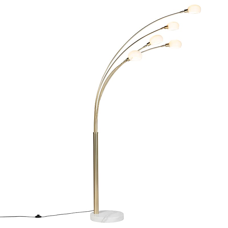 Art Deco stojaca lampa zlatá 5-svetlo - Sixties Marmo 1
