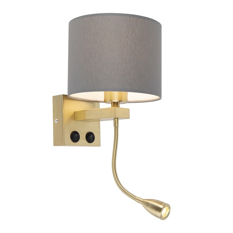 Art Deco nástenná lampa zlatá s sivým tienidlom - Brescia 1