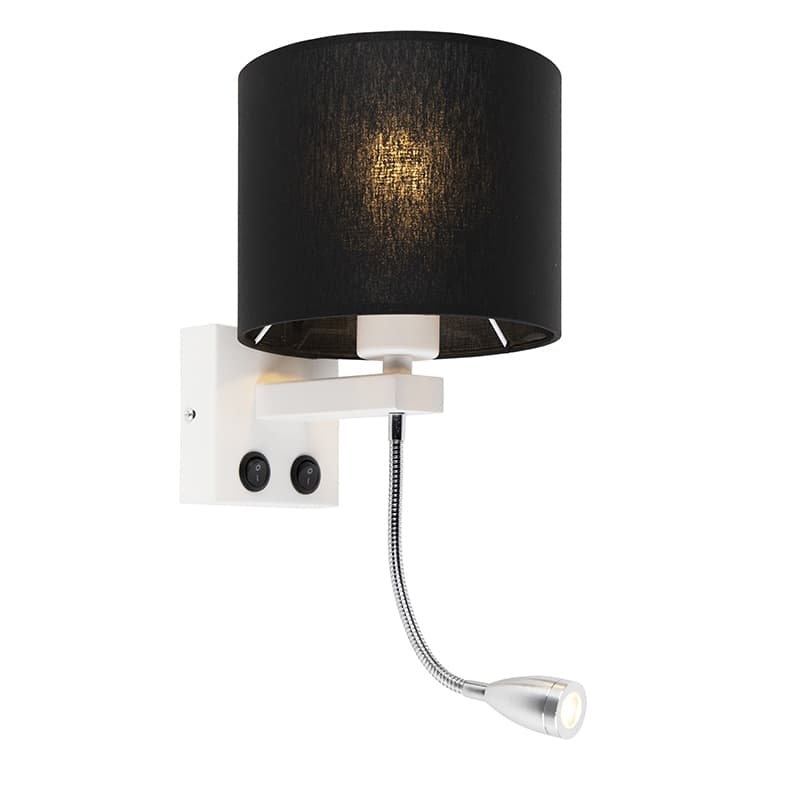 Moderná nástenná lampa biela s čiernym tienidlom - Brescia