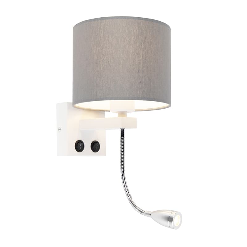 Moderná nástenná lampa biela so sivým tienidlom - Brescia 1