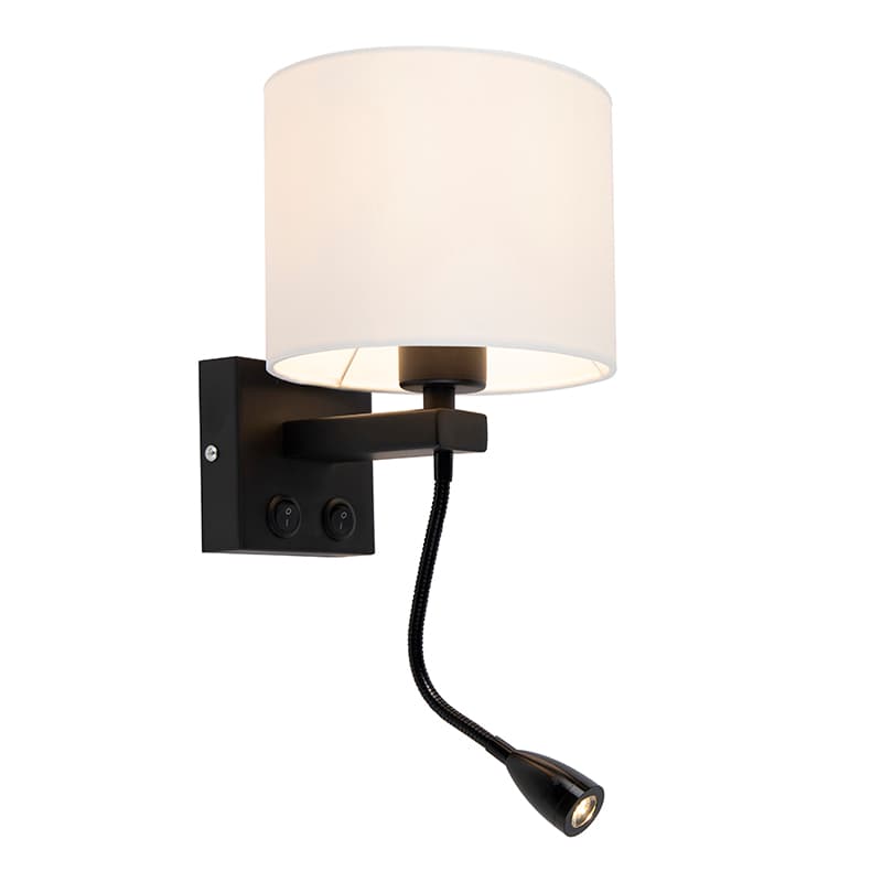 Moderná nástenná lampa čierna s bielym tienidlom - Brescia 1