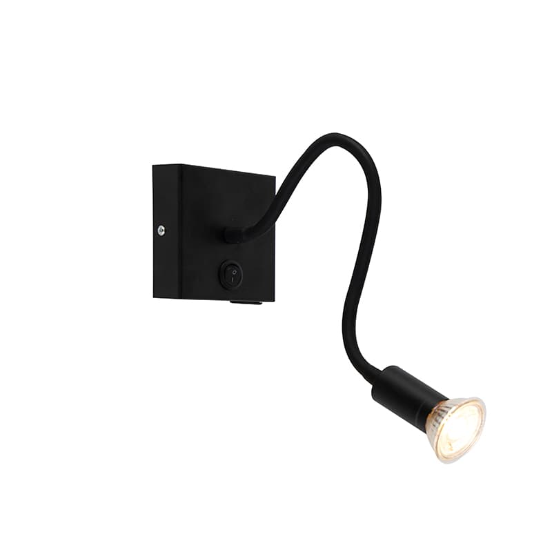Moderná flexibilná nástenná lampa USB čierna - Zeno
