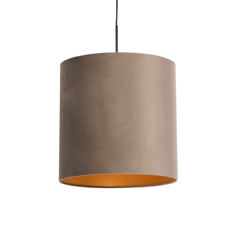 Závesné svietidlo s taupe zamatovým tienidlom so zlatom 40 cm - Combi
