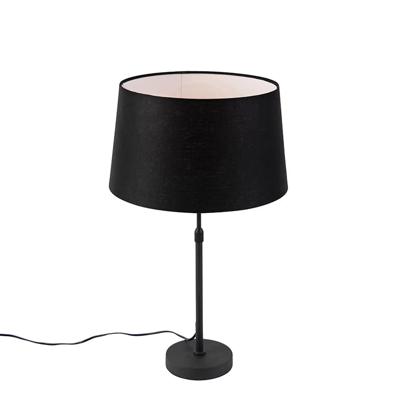 Stolná lampa čierna s ľanovým tienidlom čiernym 35 cm nastaviteľná - Parte