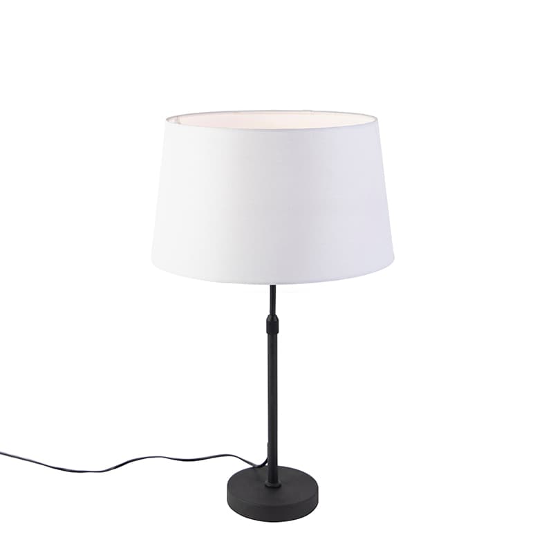 Stolná lampa čierna s bielym ľanovým tienidlom 35 cm nastaviteľná - Parte 1