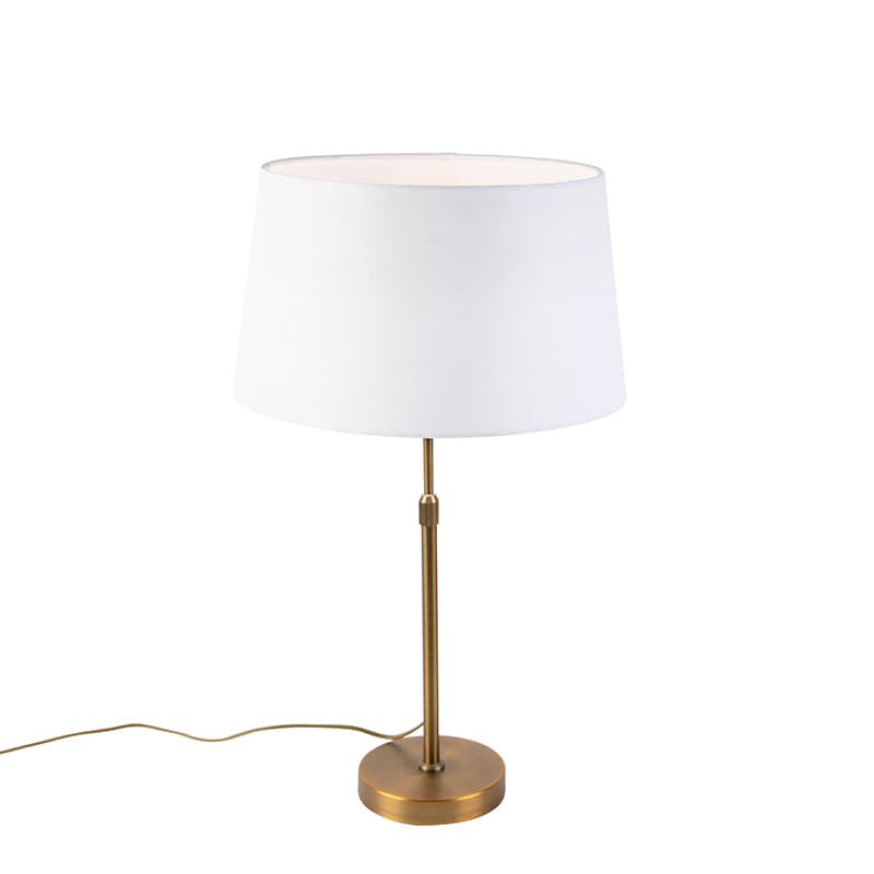 Stolná lampa bronzová s tienidlom z ľanu biela 35 cm - Parte