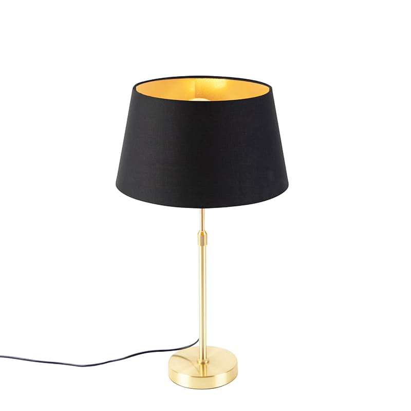 Stolná lampa zlatá/mosadzná s tienidlom čiernym so zlatom 32 cm - Parte