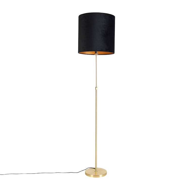 Stojaca lampa zlatá/mosadzná s čiernym zamatovým tienidlom 40/40 cm - Parte 1