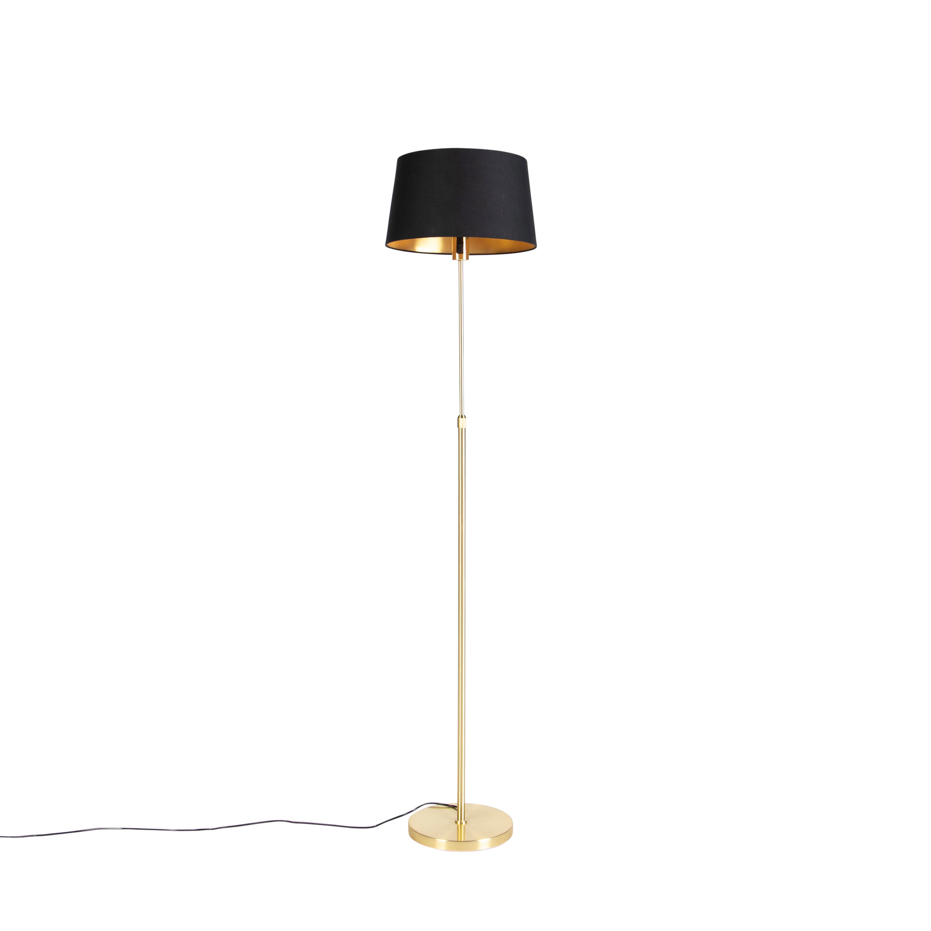 Stojaca lampa zlatá/mosadzná s čiernym tienidlom 35 cm nastaviteľná - Parte