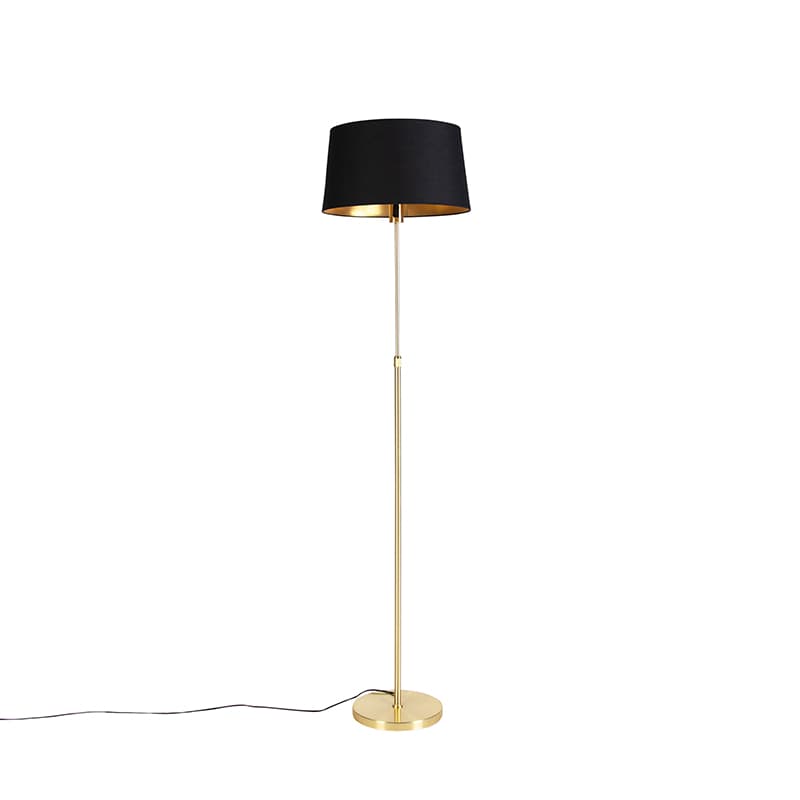 Stojaca lampa zlatá/mosadzná s čiernym tienidlom 45 cm nastaviteľná - Parte