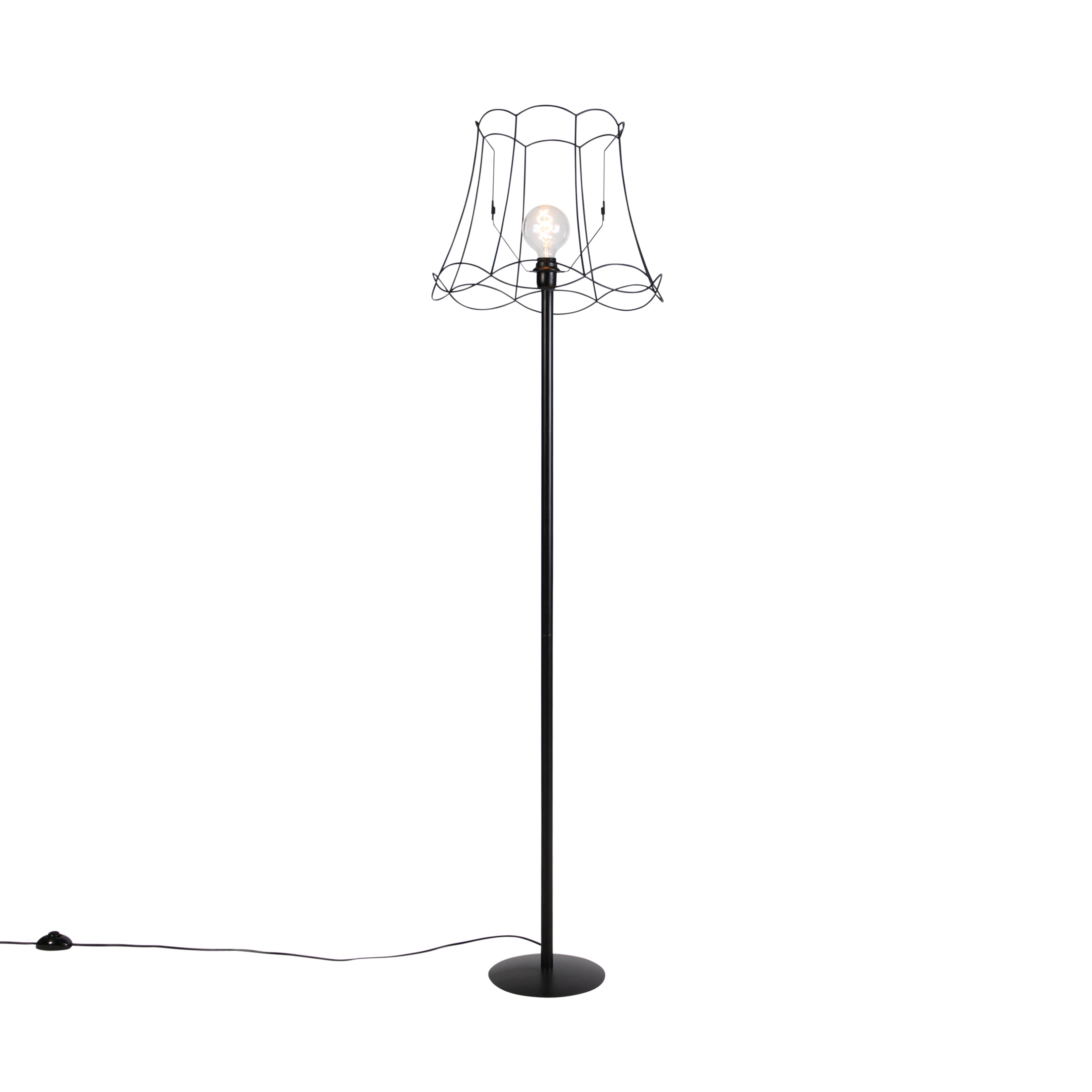 Stojacia lampa čierna s tienidlom Granny Frame čierne 45 cm - Simplo 1