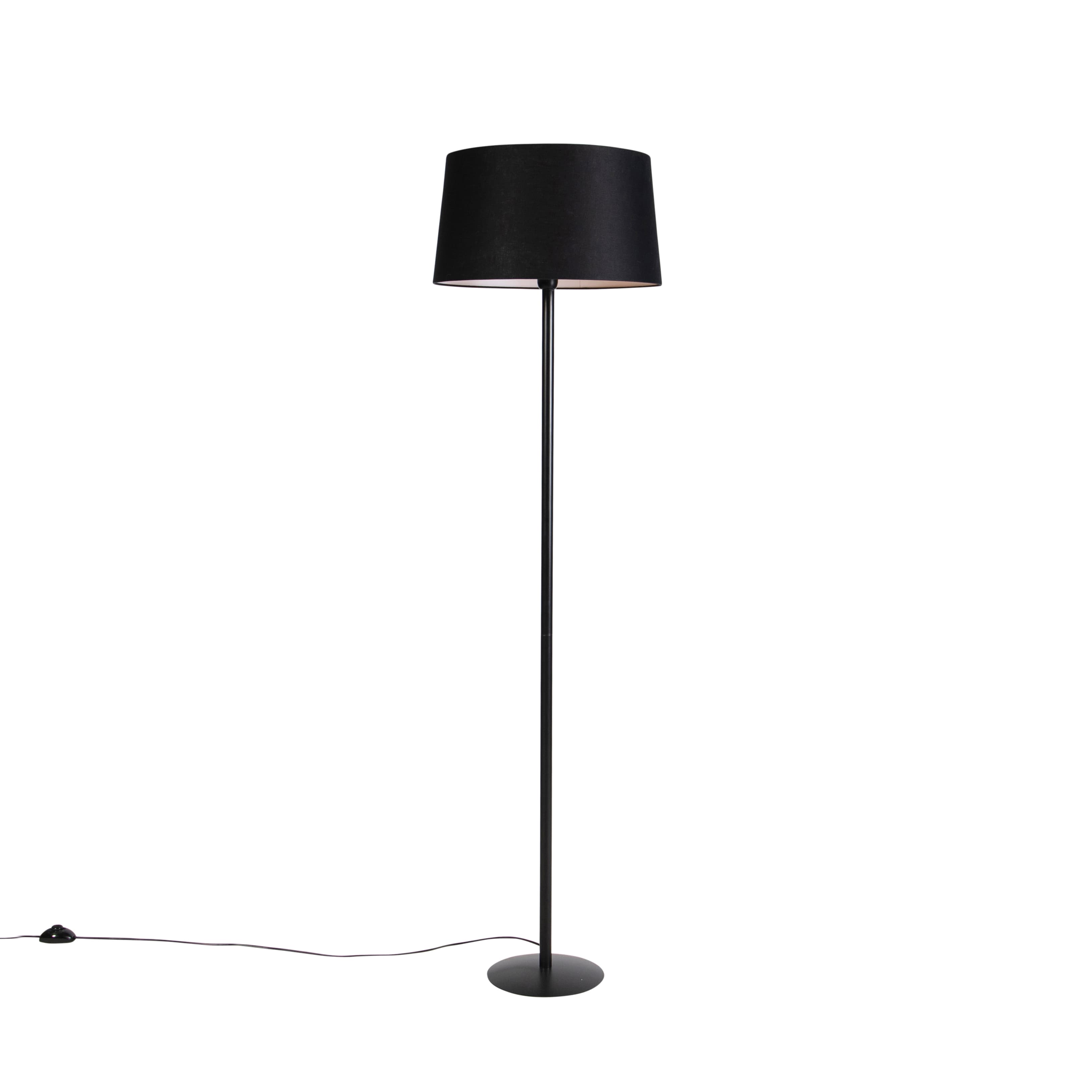 Stojaca lampa čierna s tienidlom z ľanu čierna 45 cm - Simplo