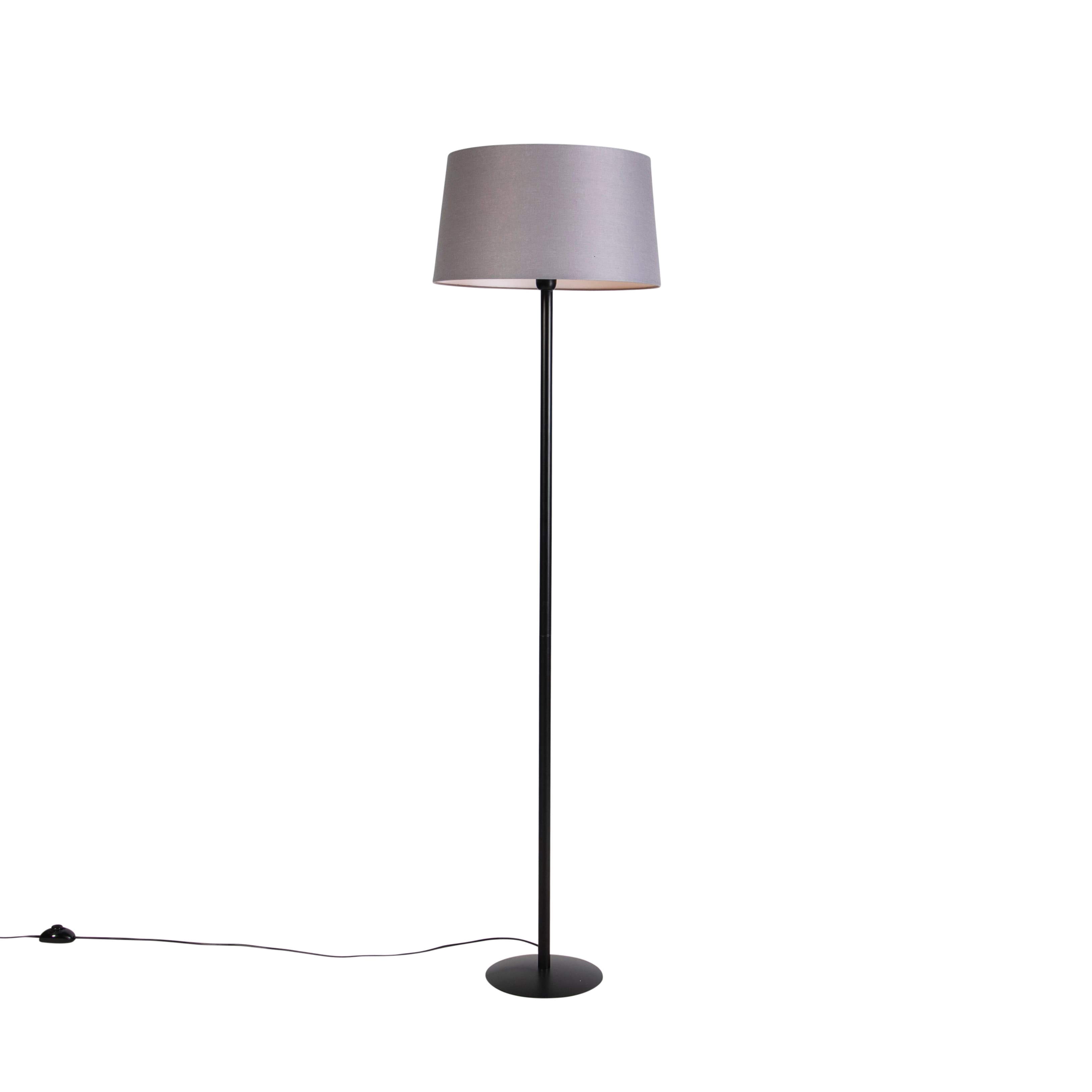 Stojaca lampa čierna s tienidlom z ľanu tmavosivá 45 cm - Simplo