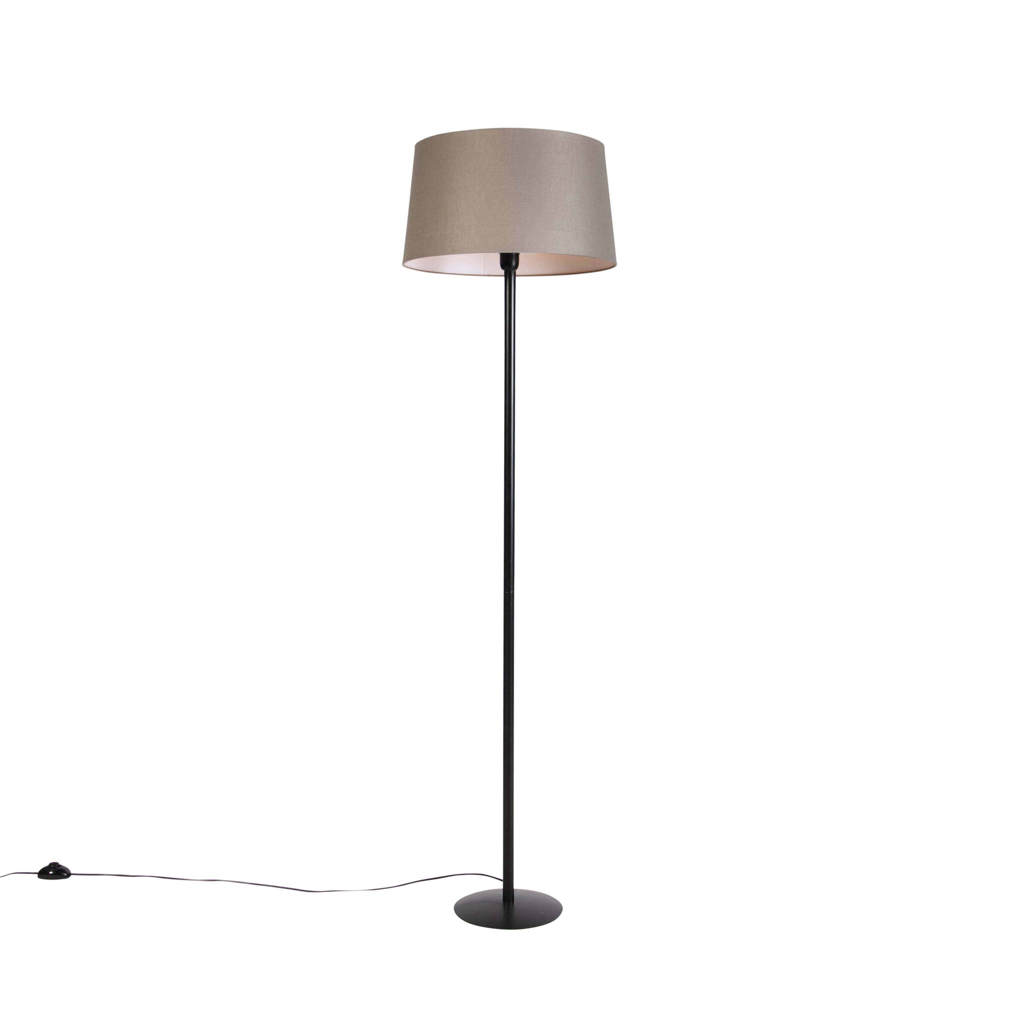 Stojaca lampa čierna s tienidlom z ľanu taupe 45 cm - Simplo 1