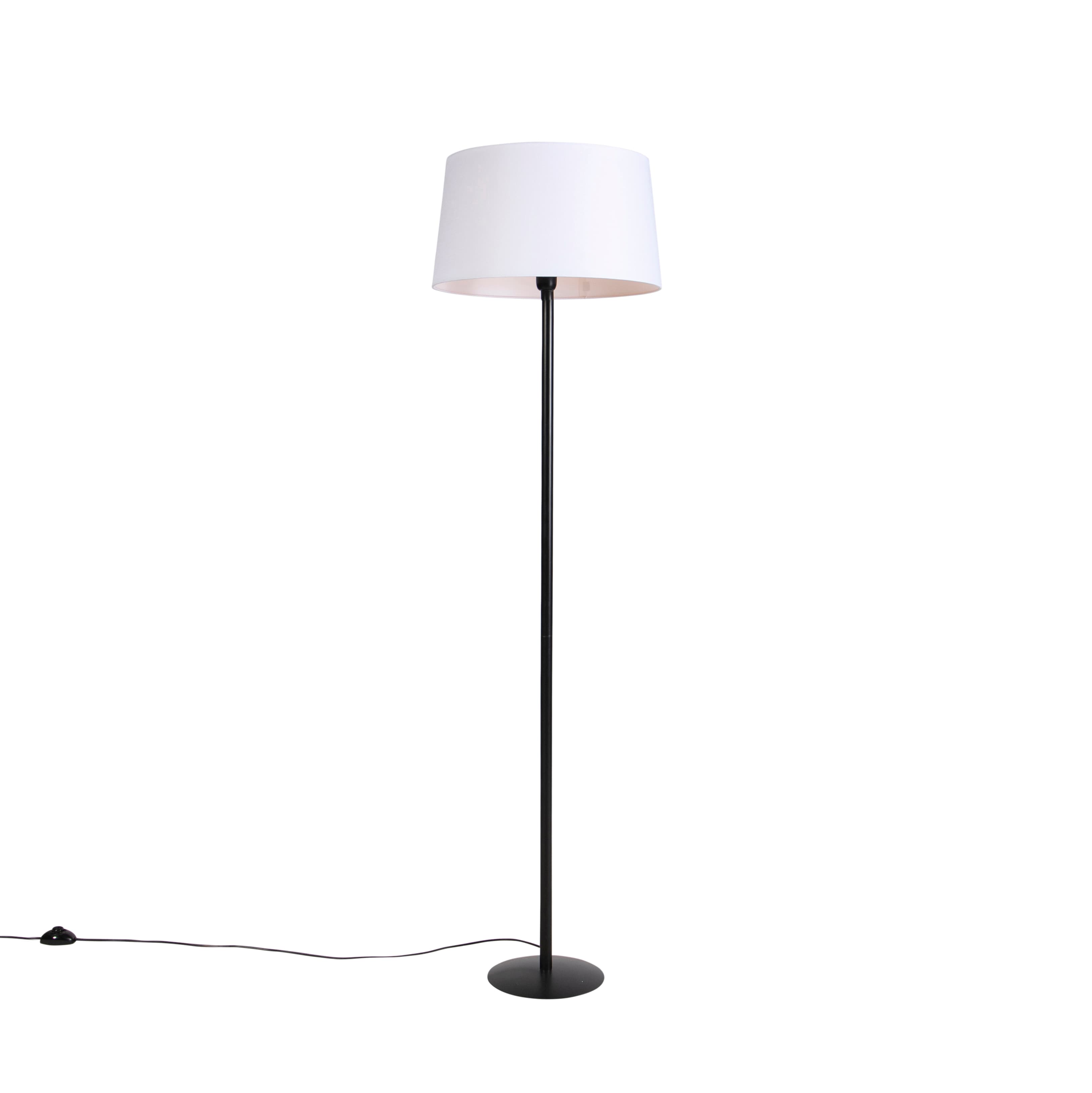 Stojaca lampa čierna s bielym ľanovým tienidlom 45 cm - Simplo