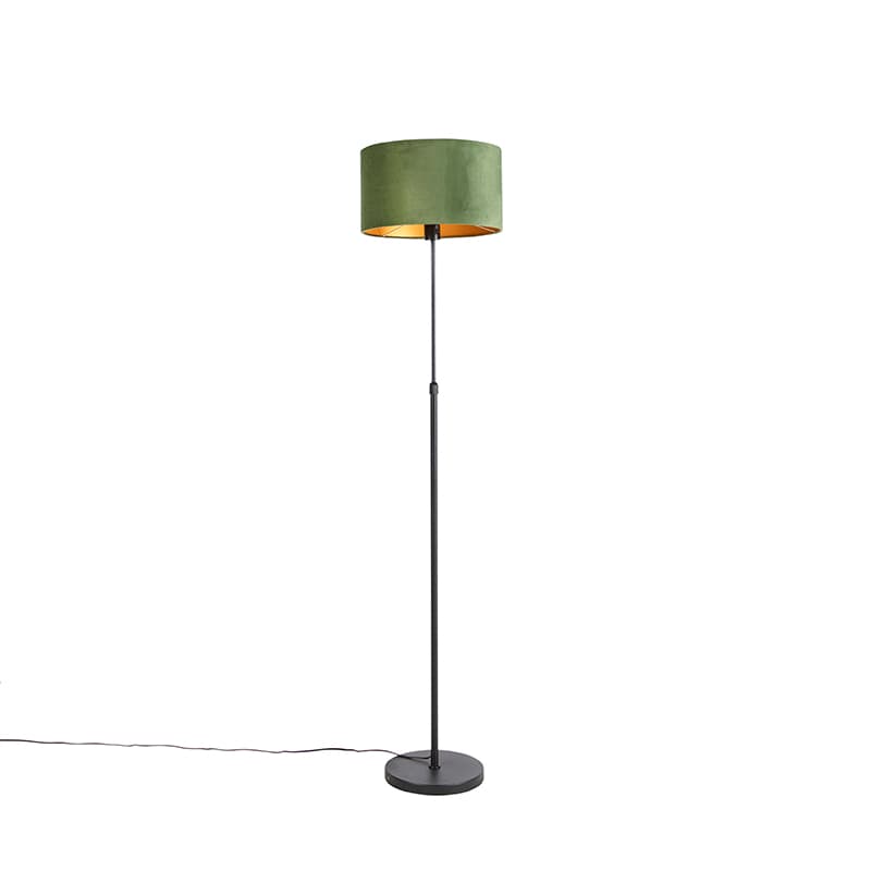 Stojaca lampa čierna s tienidlom zo zamatu zelená so zlatom 35 cm - Parte 1