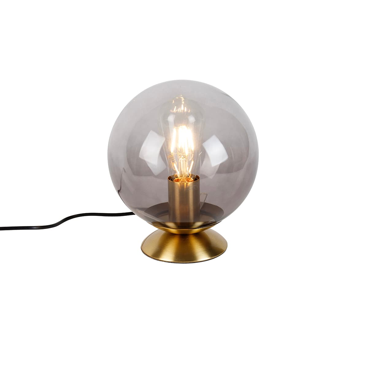 Art Deco stolná lampa mosadz s dymovým sklom - Pallon 1