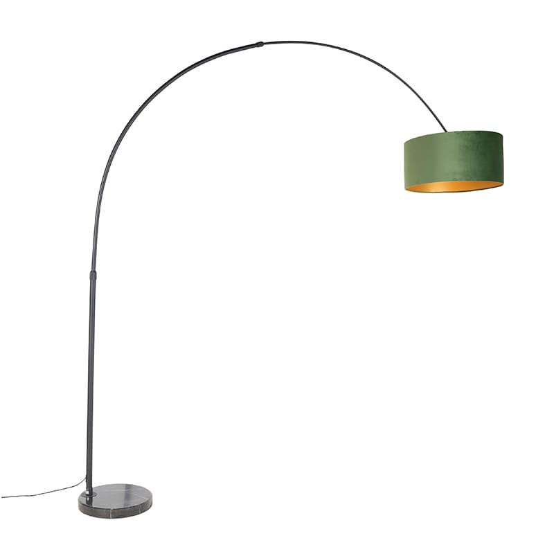 Oblúková lampa čierna zamatová tienidlo zelená so zlatom 50 cm - XXL 1