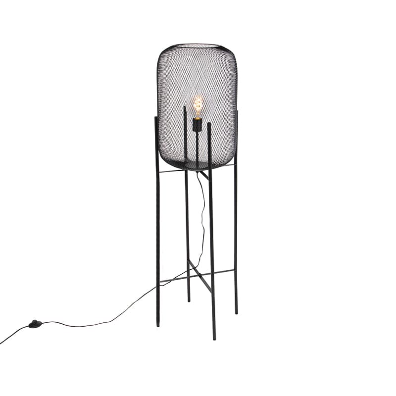 Moderná čierna stojaca lampa - Bliss Mesh 1