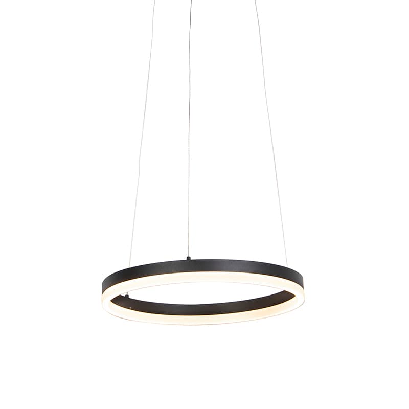 Dizajnové závesné svietidlo čierne 40 cm vrátane LED 3-stupňové stmievateľné - Anello