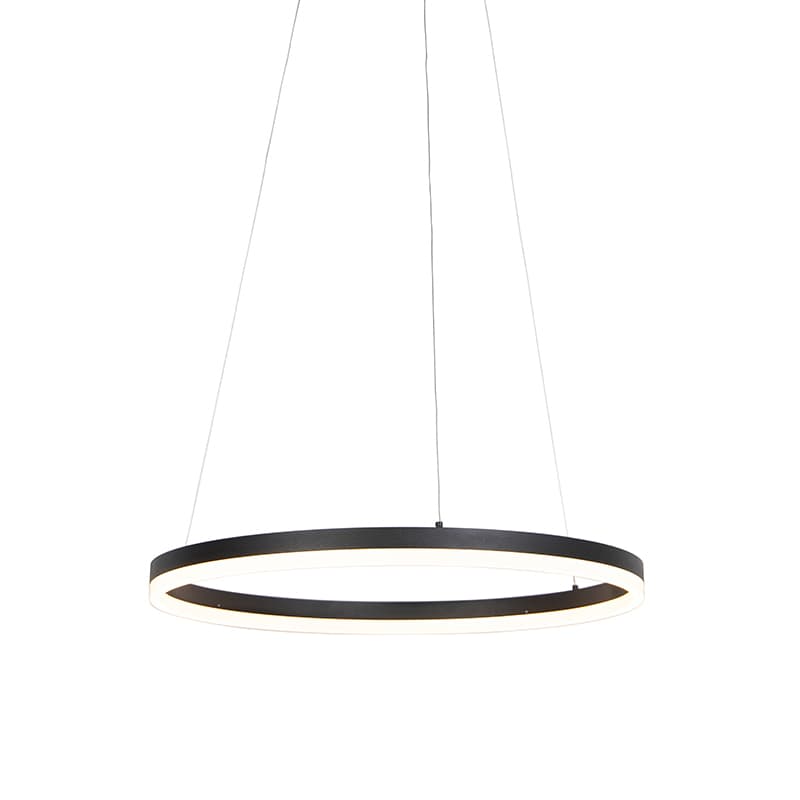 Dizajnové závesné svietidlo čierne 60 cm vrátane LED 3-stupňové stmievateľné - Anello 1