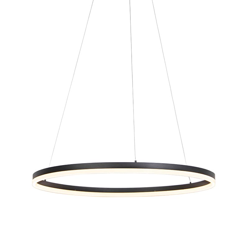 Dizajnové závesné svietidlo čierne 80 cm vrátane LED s 3-stupňovým stmievaním - Anello