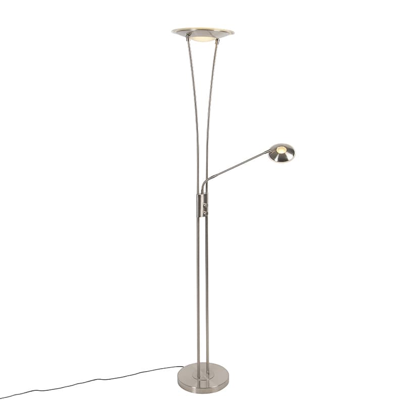 Moderná oceľová stojaca lampa vrátane LED s ramenom na čítanie - Ibiza