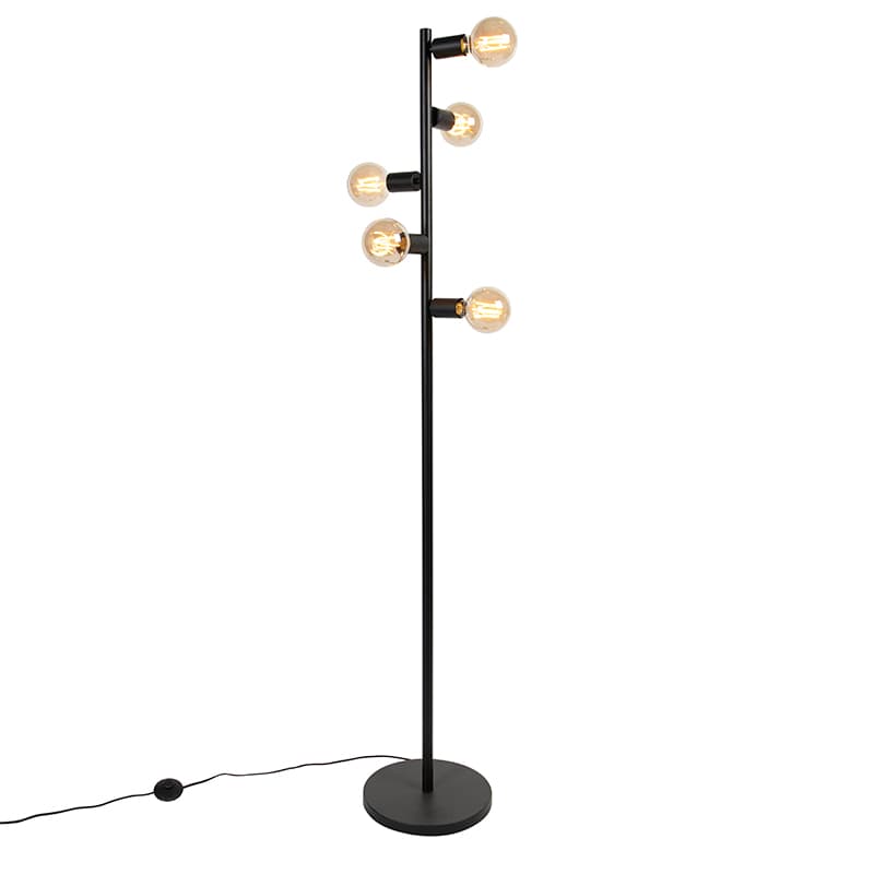 Škandinávska stojaca lampa čierna 5-svetlo - Facil Tube