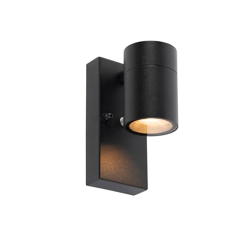 Moderná vonkajšia nástenná lampa čierna IP44 so senzorom súmraku - Solo