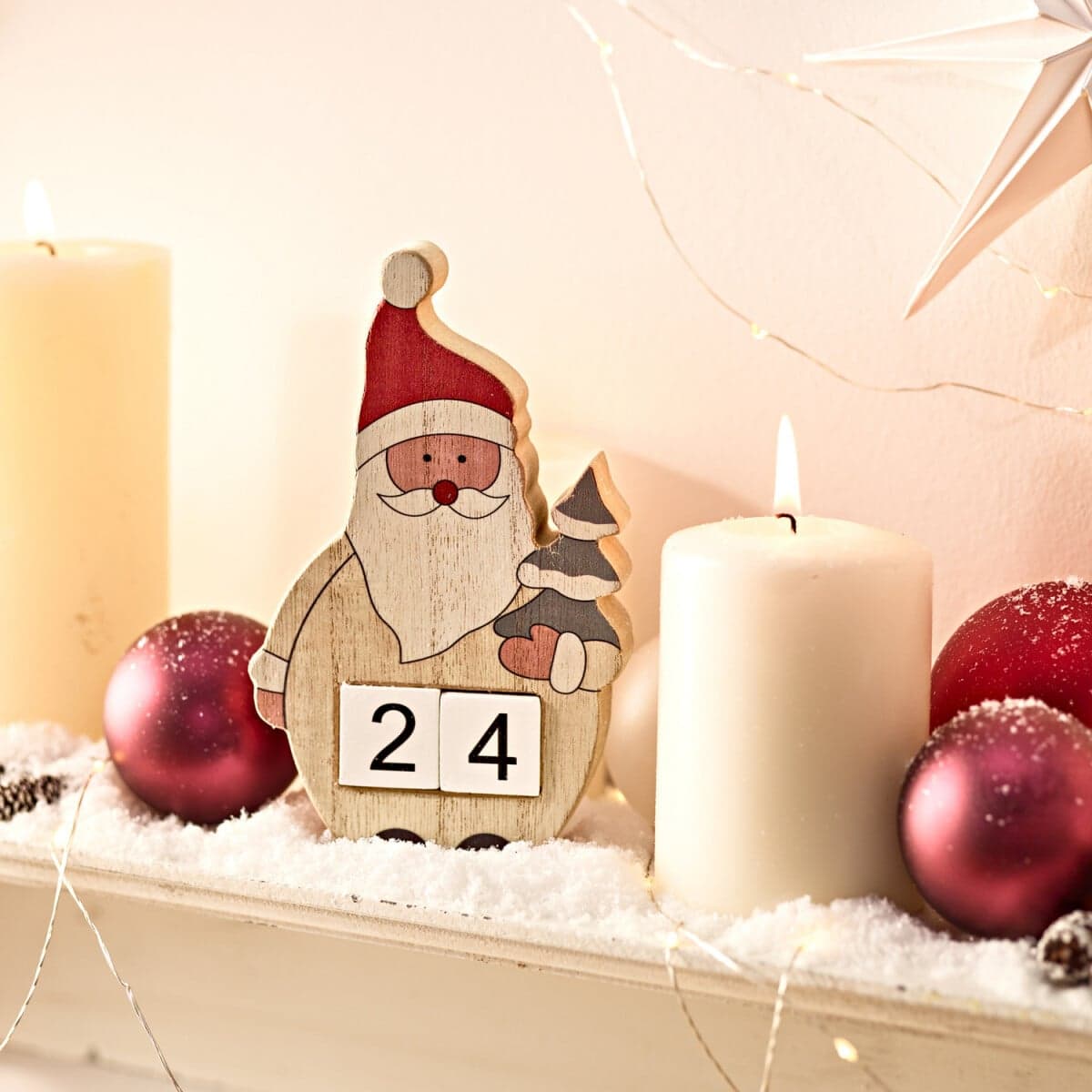 Drevený kalendár Santa Claus