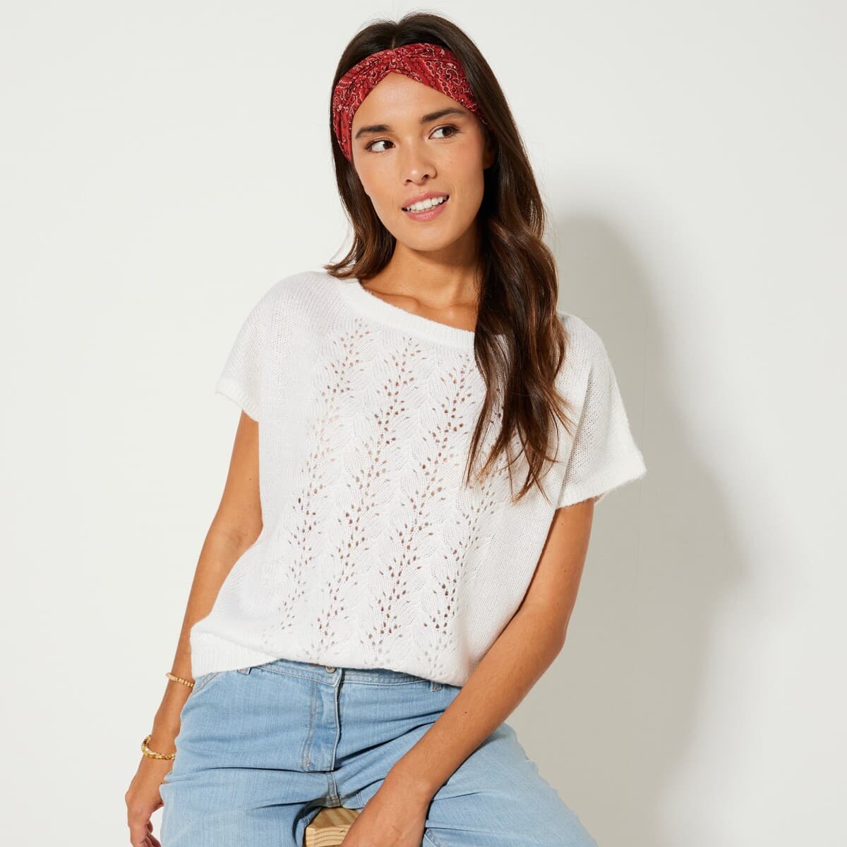 Úpletová blúzka s ažúrou 1