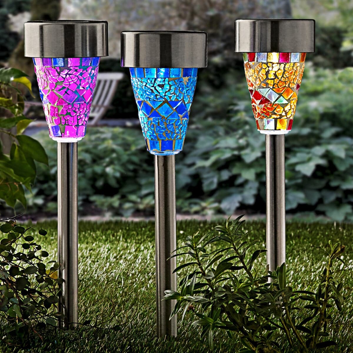 3 solárne lampy Mozaika 1