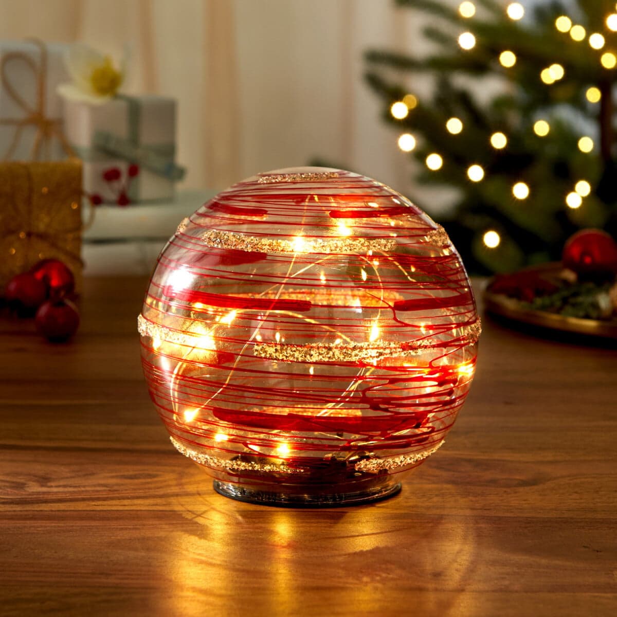 Sklenená LED guľa Eldo 1
