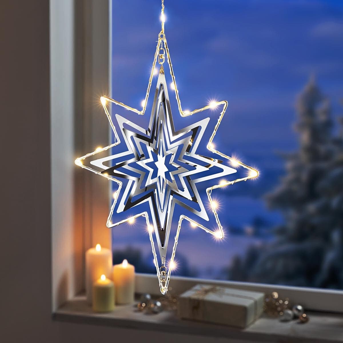 LED Závesná dekorácia Hviezda s 3D efektom 1