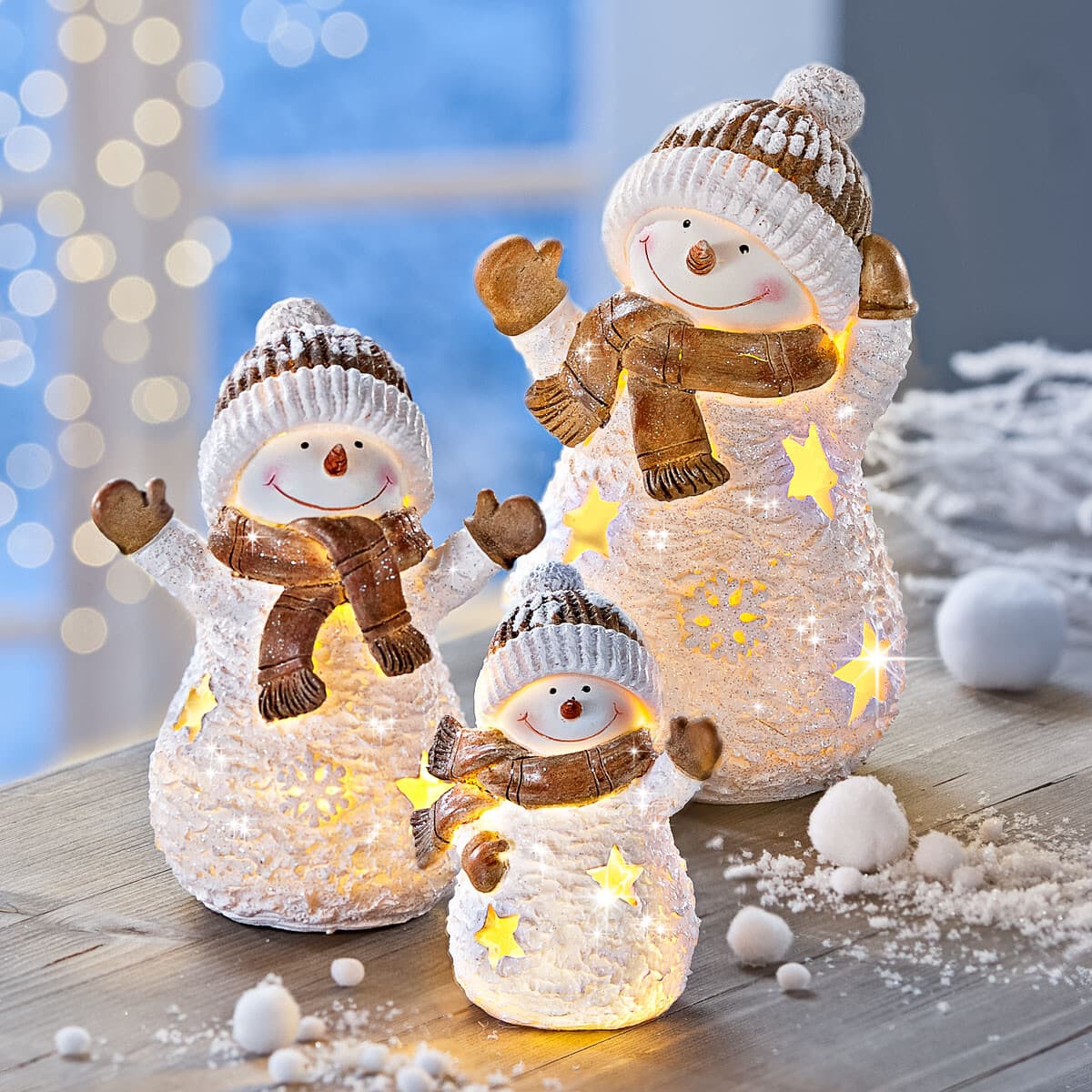 LED Rodina snehuliaka Frosty, sada 3 ks 1