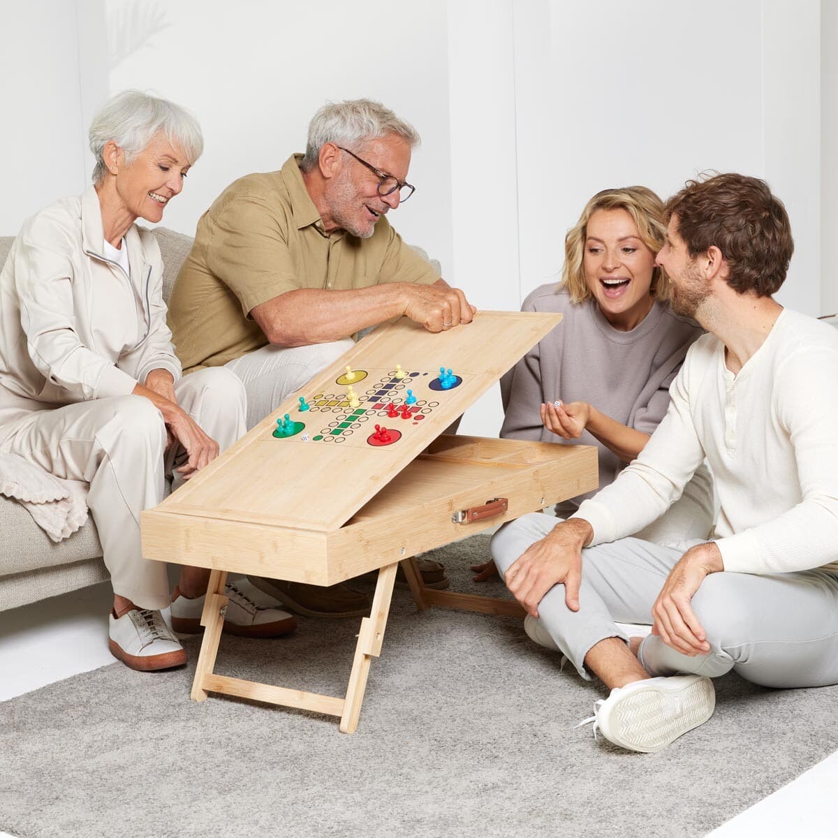 Bambusový stôl na puzzle a doskové hry 4v1 1