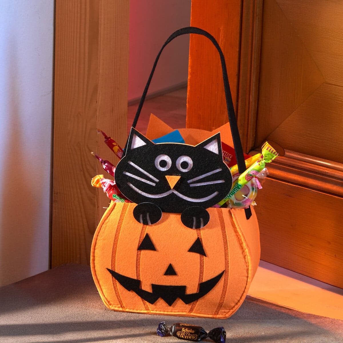 Halloweenska taška Tekvica s mačkou 1
