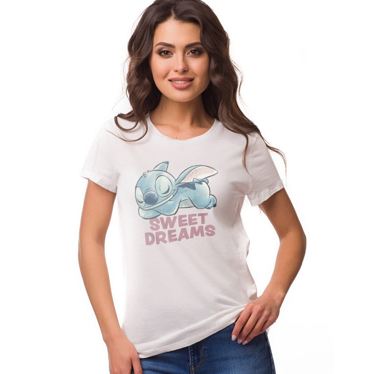 Tričko so stredovou potlačou Stitch Sweet dreams a krátkymi rukávmi 1