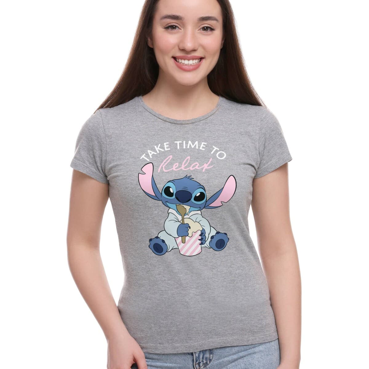 Tričko s potlačou Stitch Take time to relax a krátkymi rukávmi