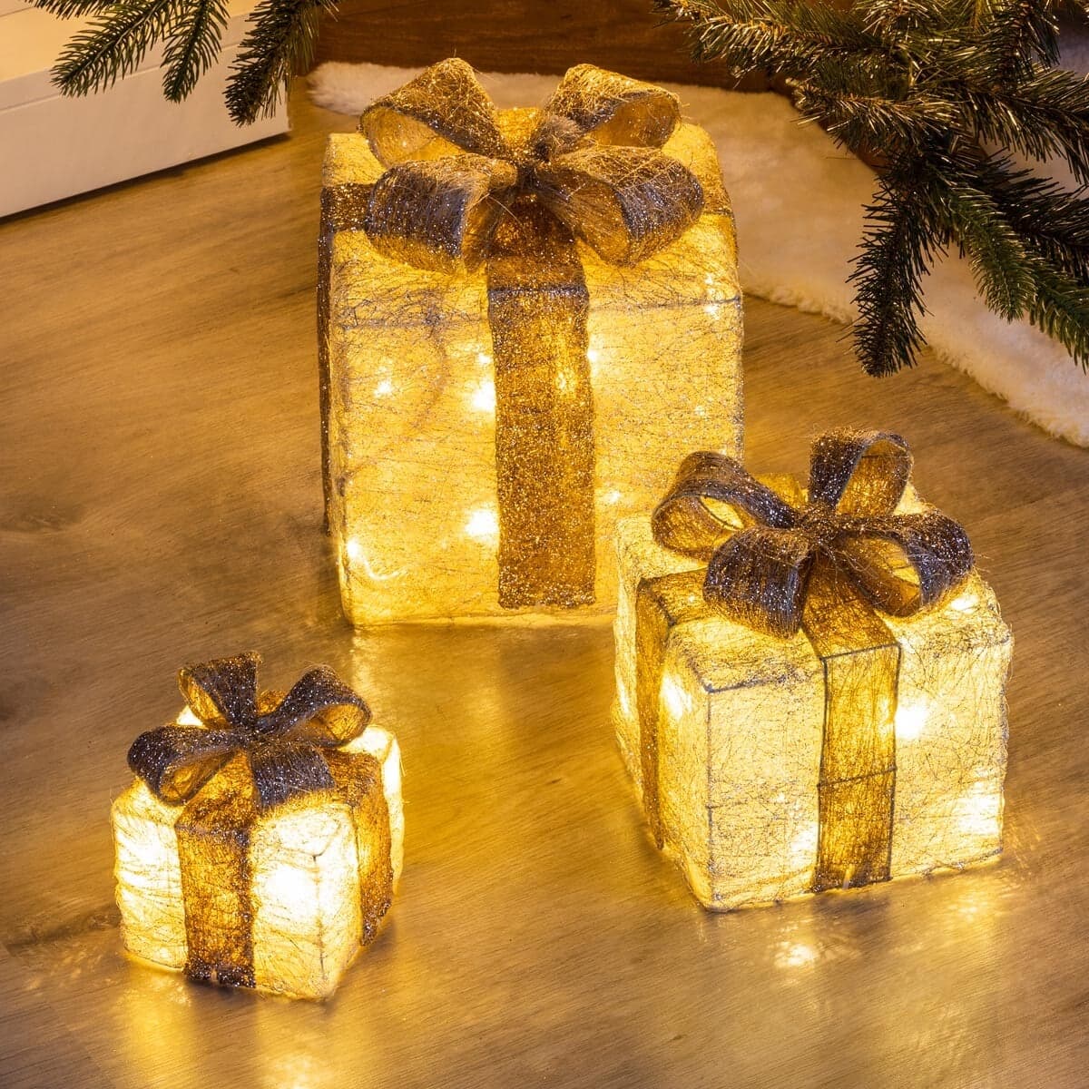 LED svetelná dekorácia Darčeky, sada 3 ks 1