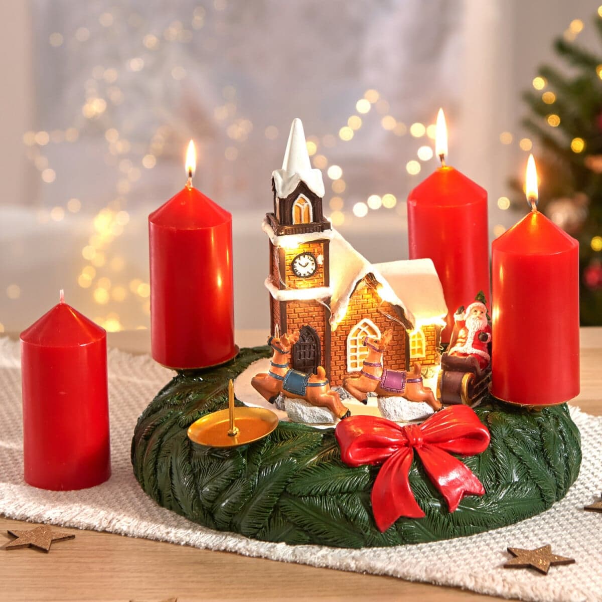 Adventný LED veniec Vianočný kostol 1