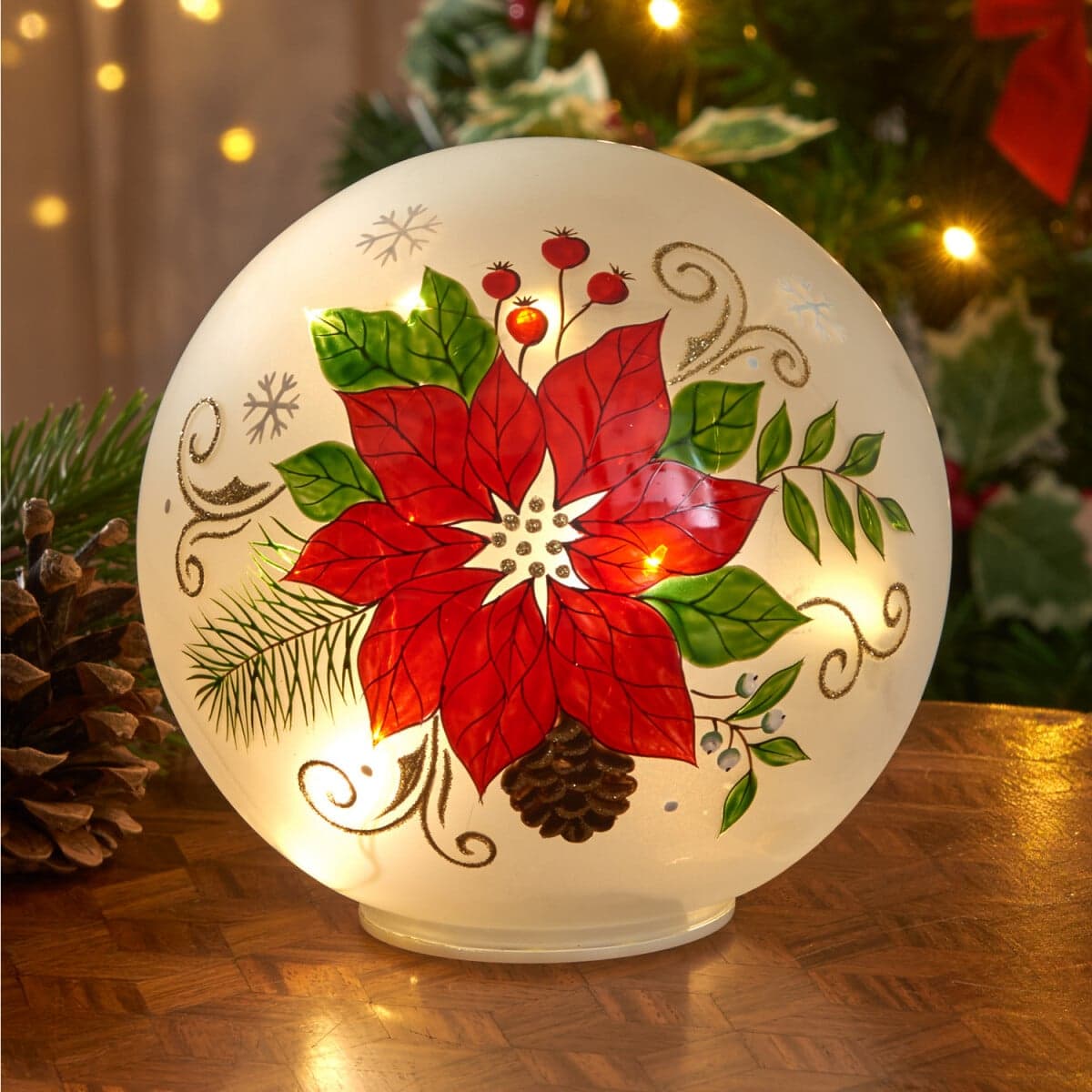 LED sklenená guľa Vianočná hviezda 1