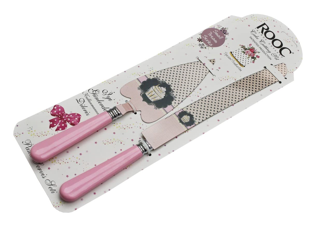Tortový servírovací set vzorovaný ružová 1