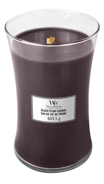 Woodwick sviečka veľká Black Plum Cognac 1