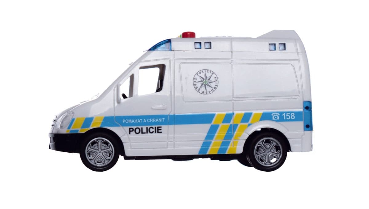 Auto polícia dodávka 15 cm na zotrvačník so zvukom/svetlom 1