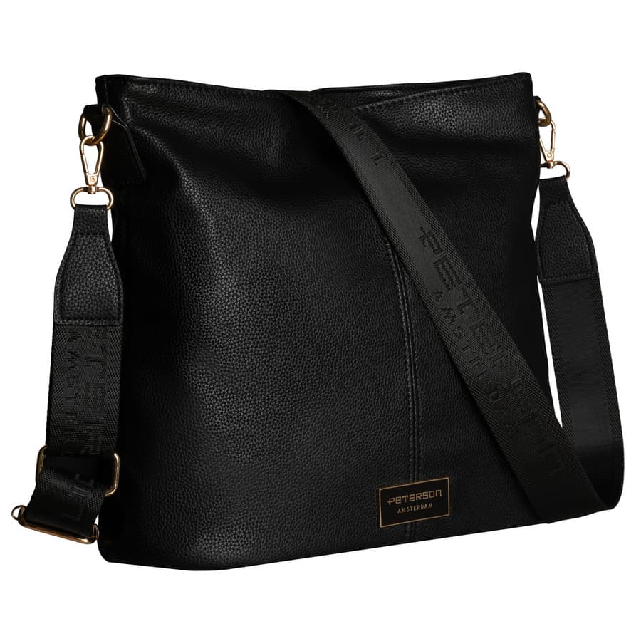 Dámska čierna väčšia crossbody kabelka z ekokože - Peterson