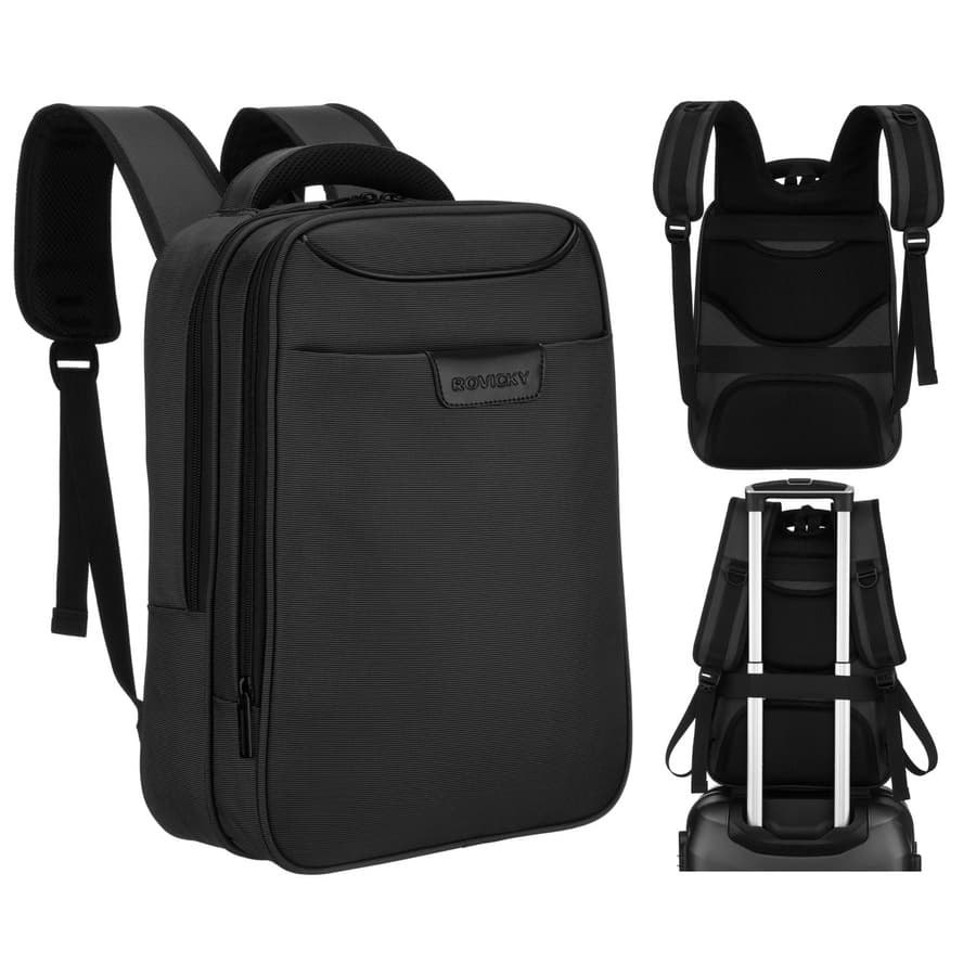 Čierny cestovný batoh s priehradkou na laptop do 14″ – elegantný a praktický spoločník 1