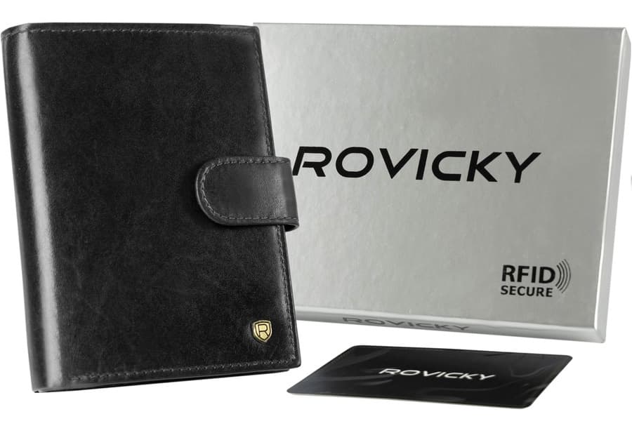 Veľká pánska peňaženka z prírodnej kože so zapínaním na cvok - Rovicky 1