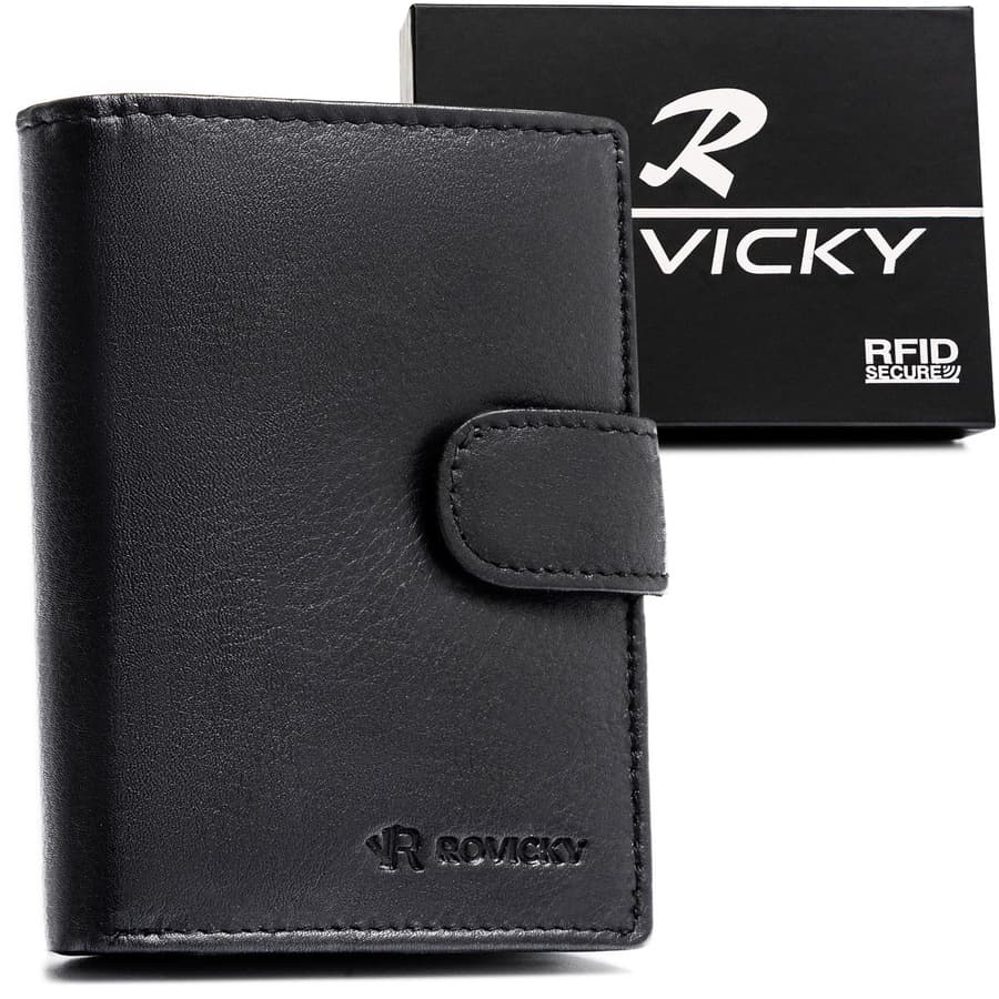Pánska kožená peňaženka s RFID a miestom na technický preukaz – čierna